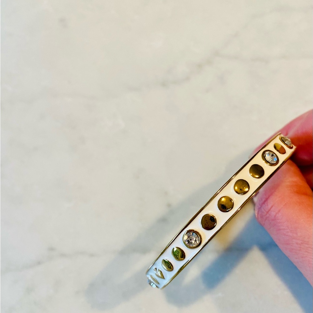 Kate Spade White Bangle with Gold & Crystal  Accents